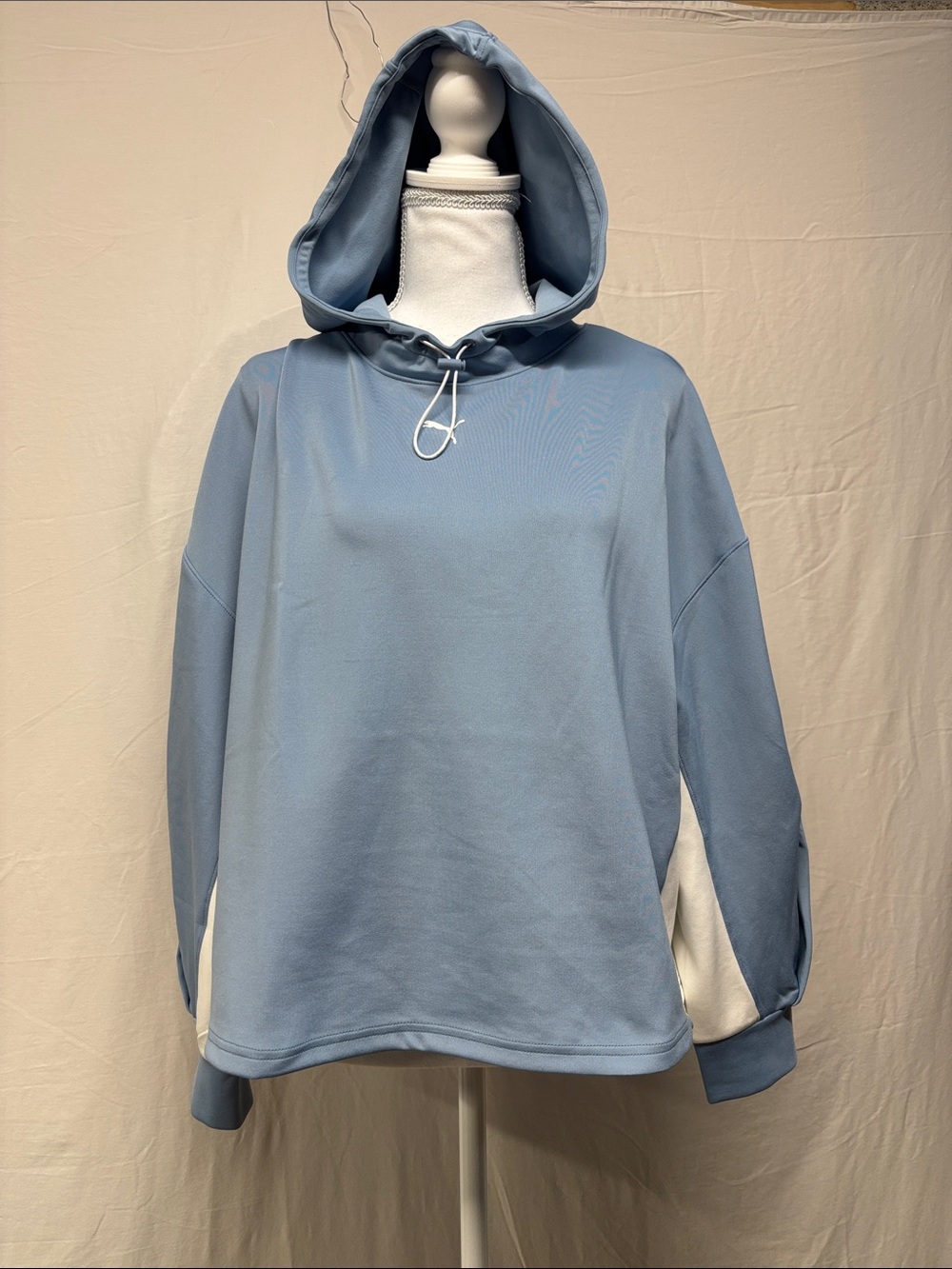 Puma Light Blue and White Hooded Sweatshirt